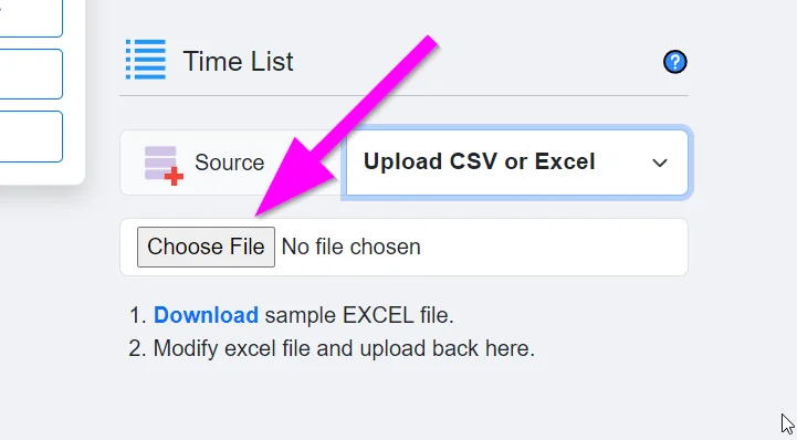 Upload source time and location rows
